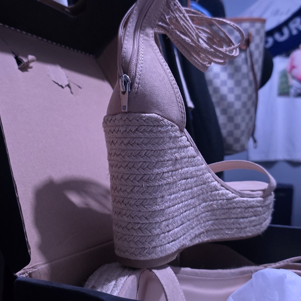 Fashion Nova Nude Wedge Sandals
